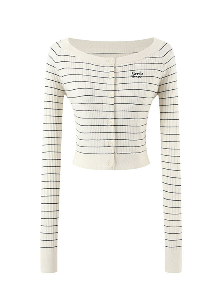 Striped Knit One-Shoulder Top