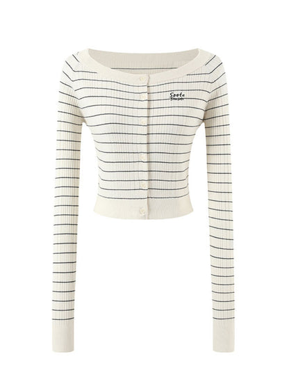 Striped Knit One-Shoulder Top