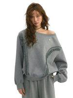 Lace Trim Off-Shoulder Sweatshirt
