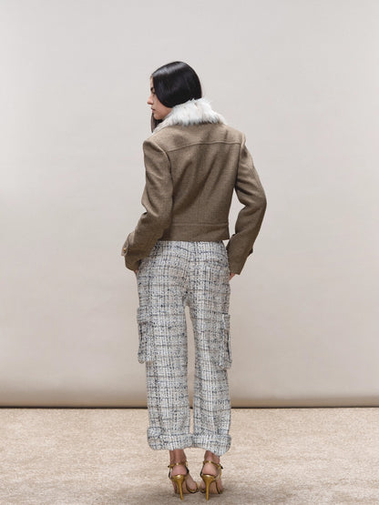 Contrast Quilted Fur-Collar Jacket