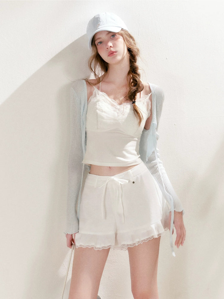 Lace Ruffle Drawstring Shorts