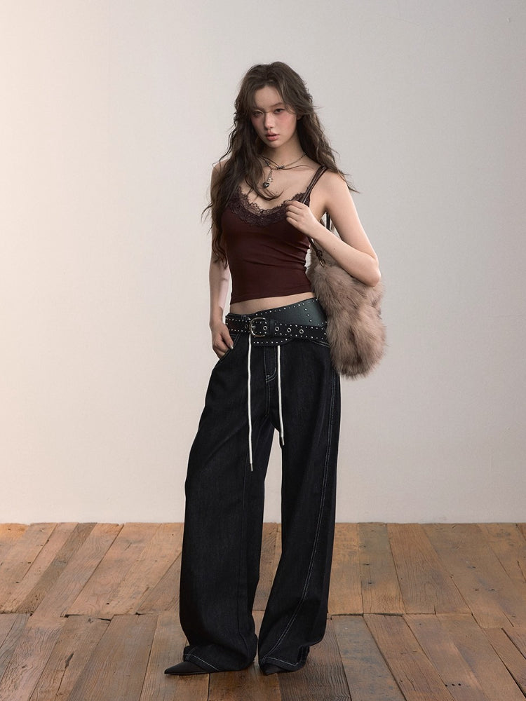 Lace Trim Cropped Cami Top