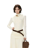 Belted Turtleneck Knit Maxi Dress