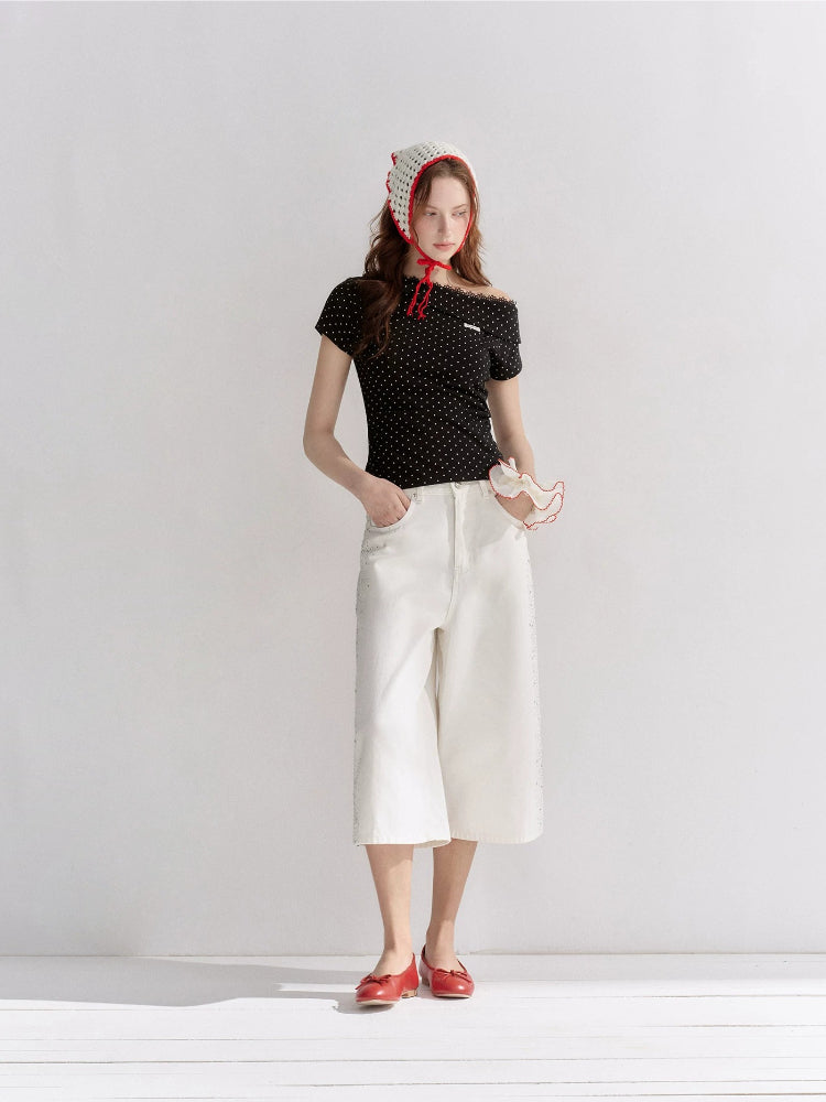 Asymmetric Lace Trim T-Shirt
