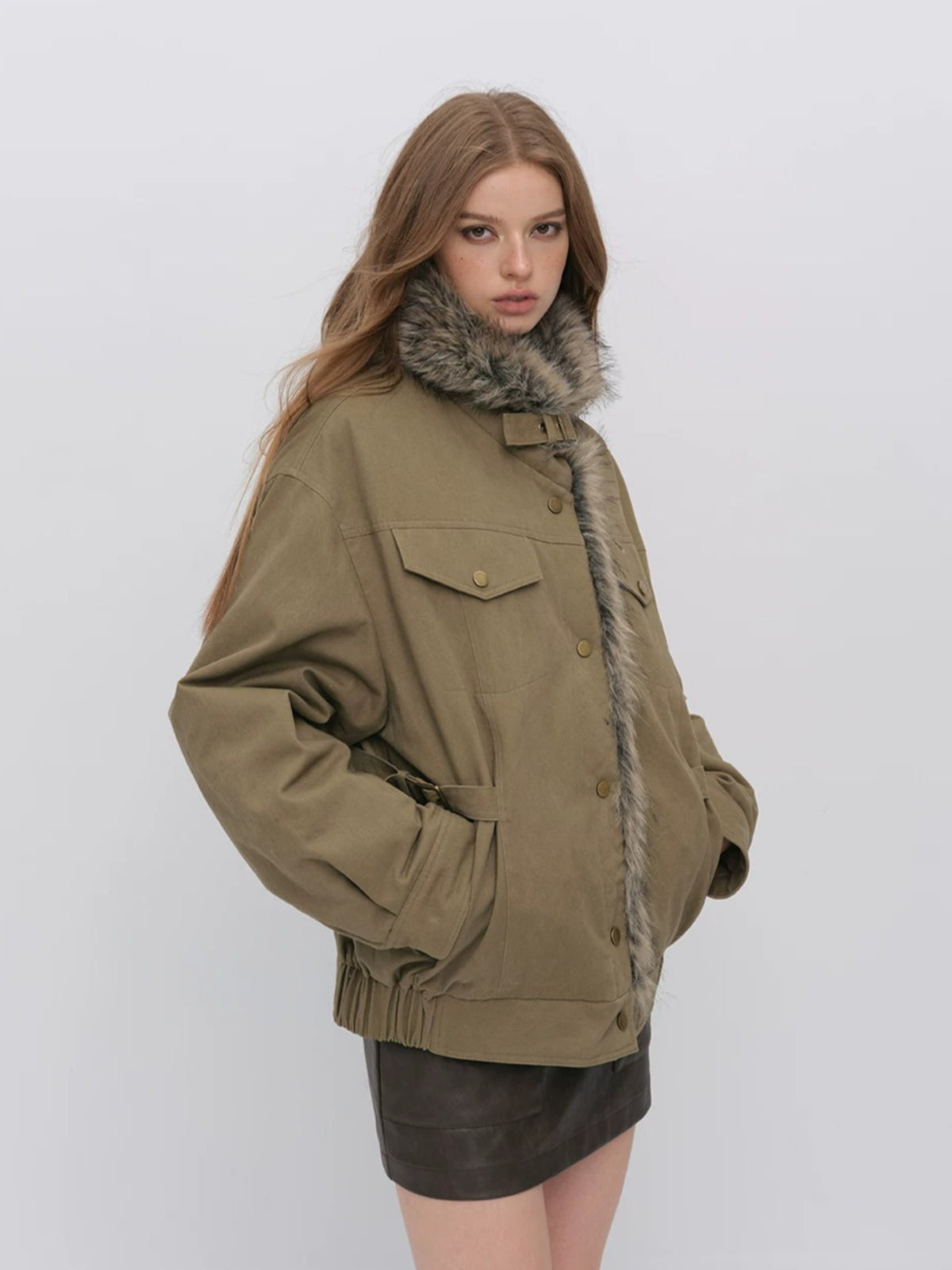 Faux Fur Trimmed Down Jacket