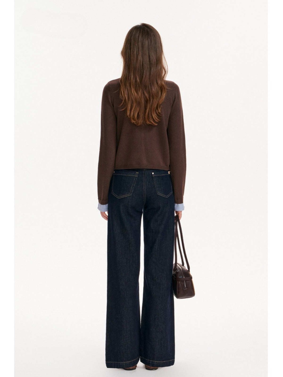 Contrast Layered Bow Knit Cardigan