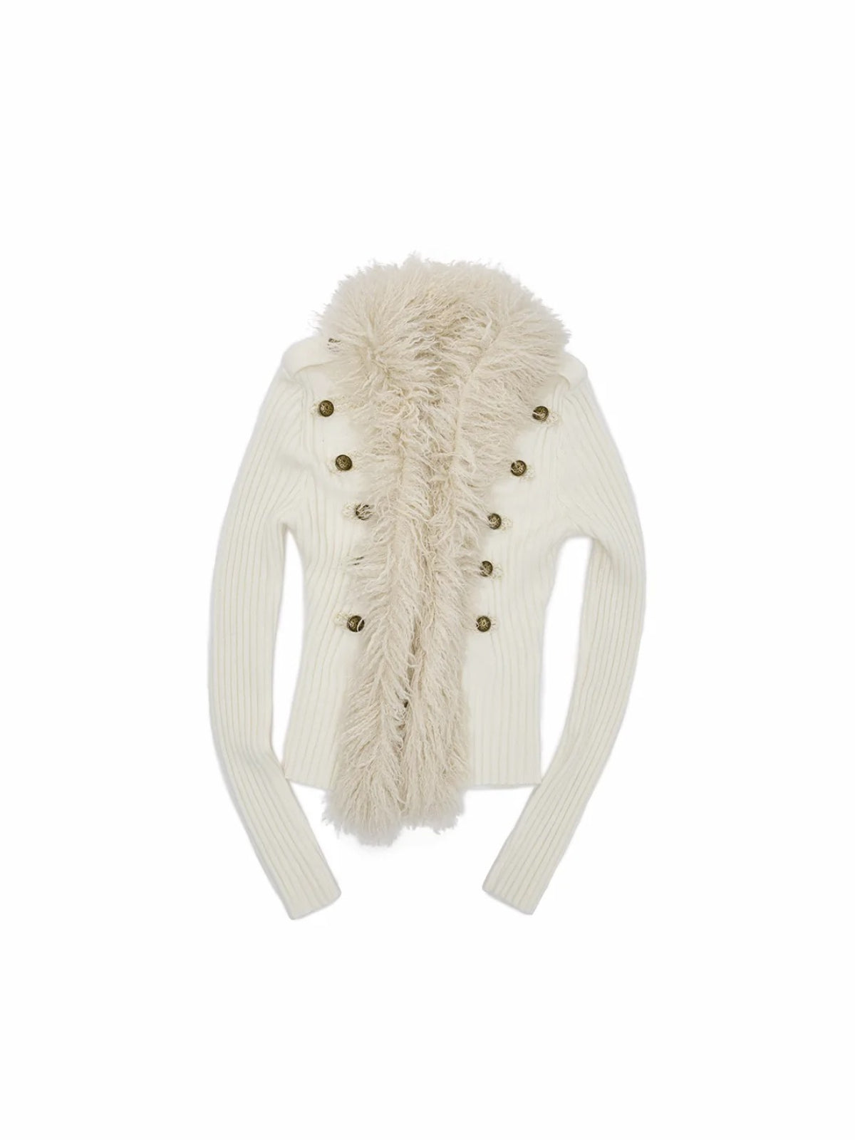 Napoleon Fur Collar Ribbed Cardigan