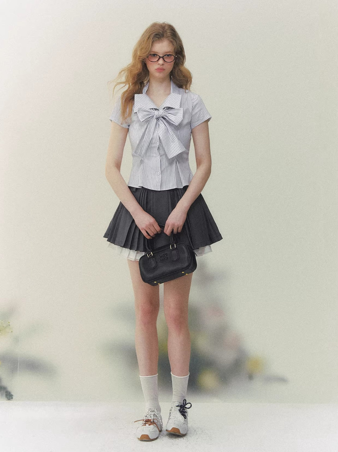 Blue Striped Bow Blouse