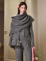Celestial Wool Cable-Knit Shawl Scarf