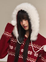 Red Fair Isle Hooded Knit