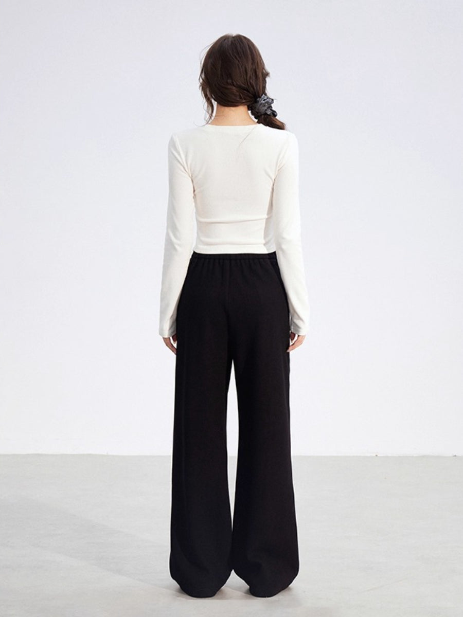 Chenille Fleece Wide-Leg Pants