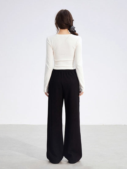 Chenille Fleece Wide-Leg Pants