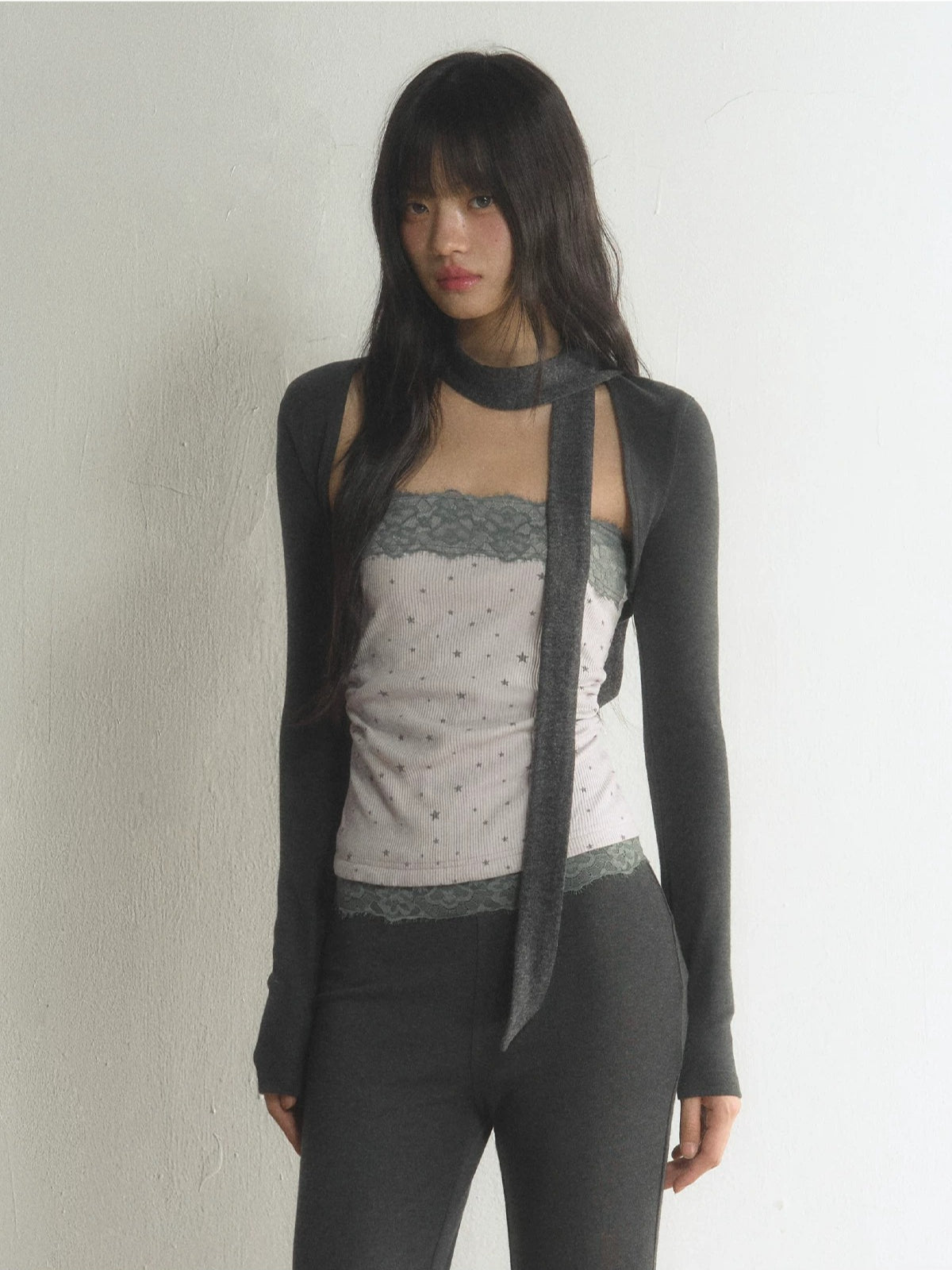 Lace Trim Bandeau &amp; Shrug Set