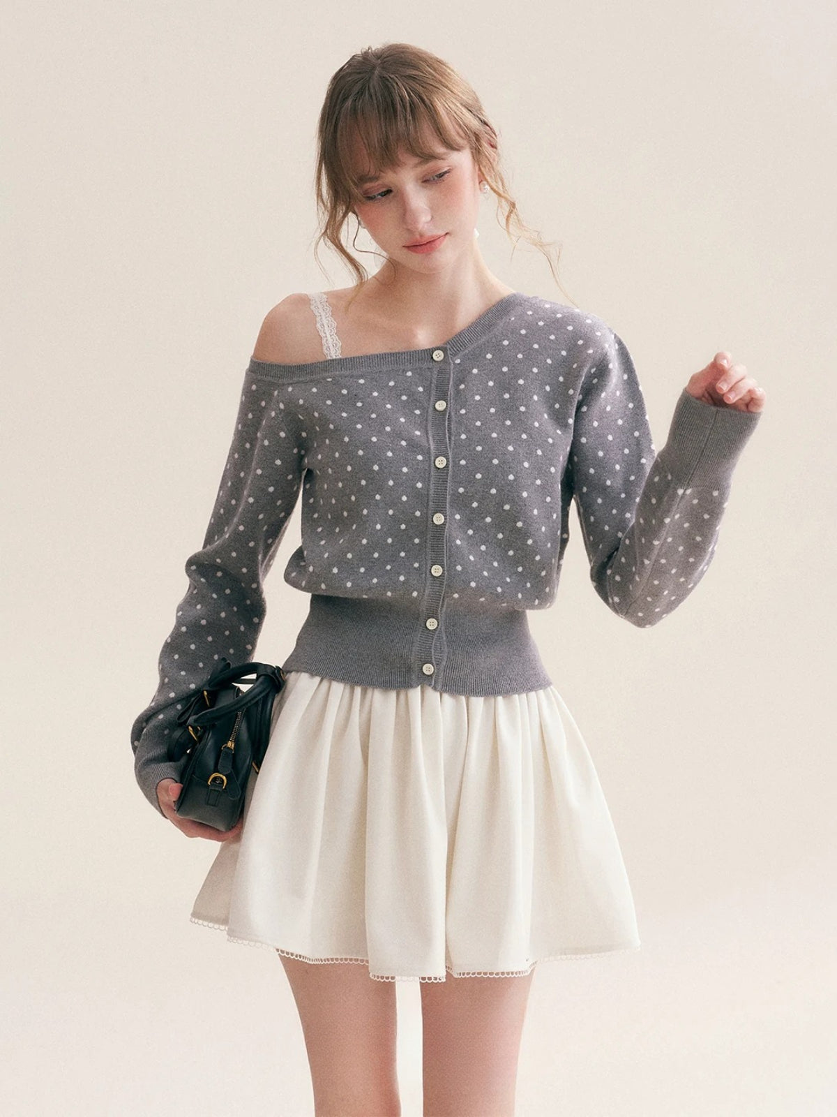 Polka Dot Knit Cardigan