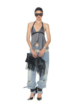Backless V-Neck Halter Top
