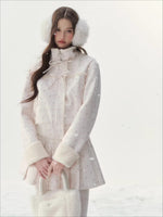 Floral Corduroy Shearling Jacket & Skirt Set