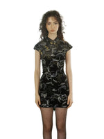 Black Velvet A-Line Qipao Dress
