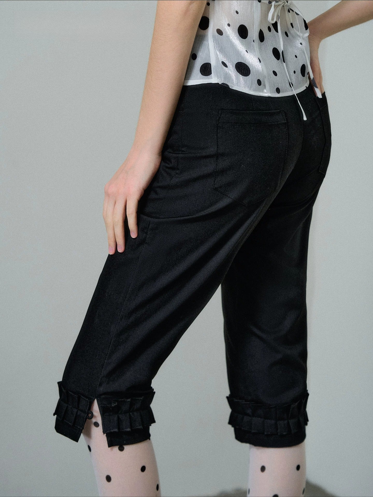 Black Lace Cropped Pants