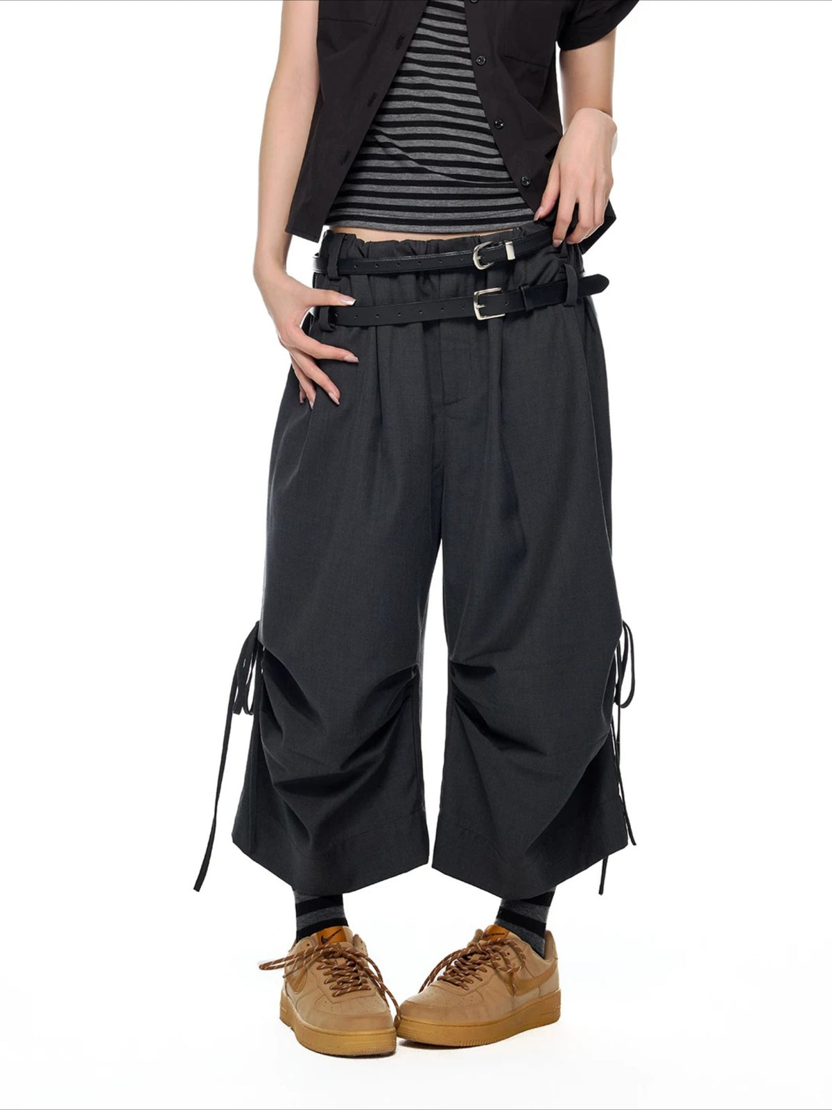 Drawstring Pleated Culottes