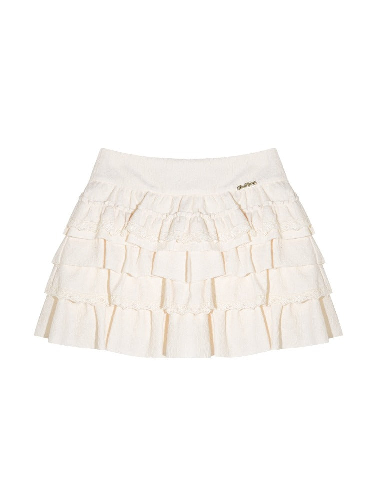 Retro Ballet Lace Tiered Mini Skirt