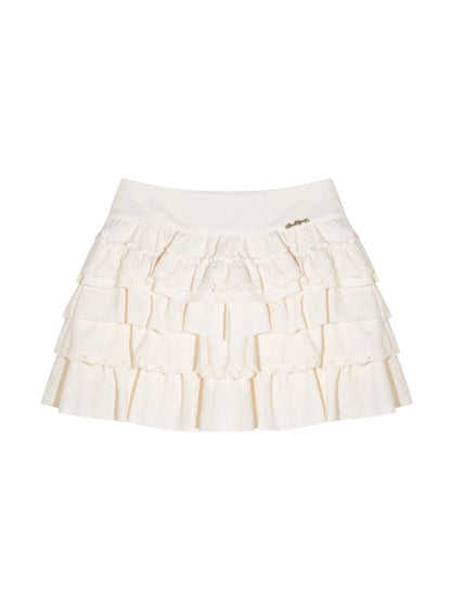 Retro Ballet Lace Tiered Mini Skirt