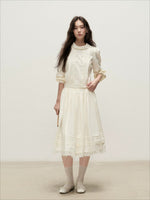Lace Mock Neck Skirt Set