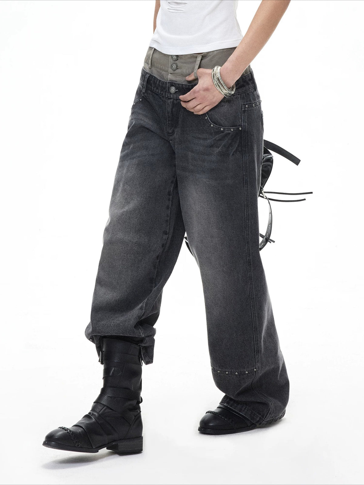 Studded Wide Leg Jeans