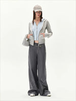 Contrast Double-Placket Hoodie