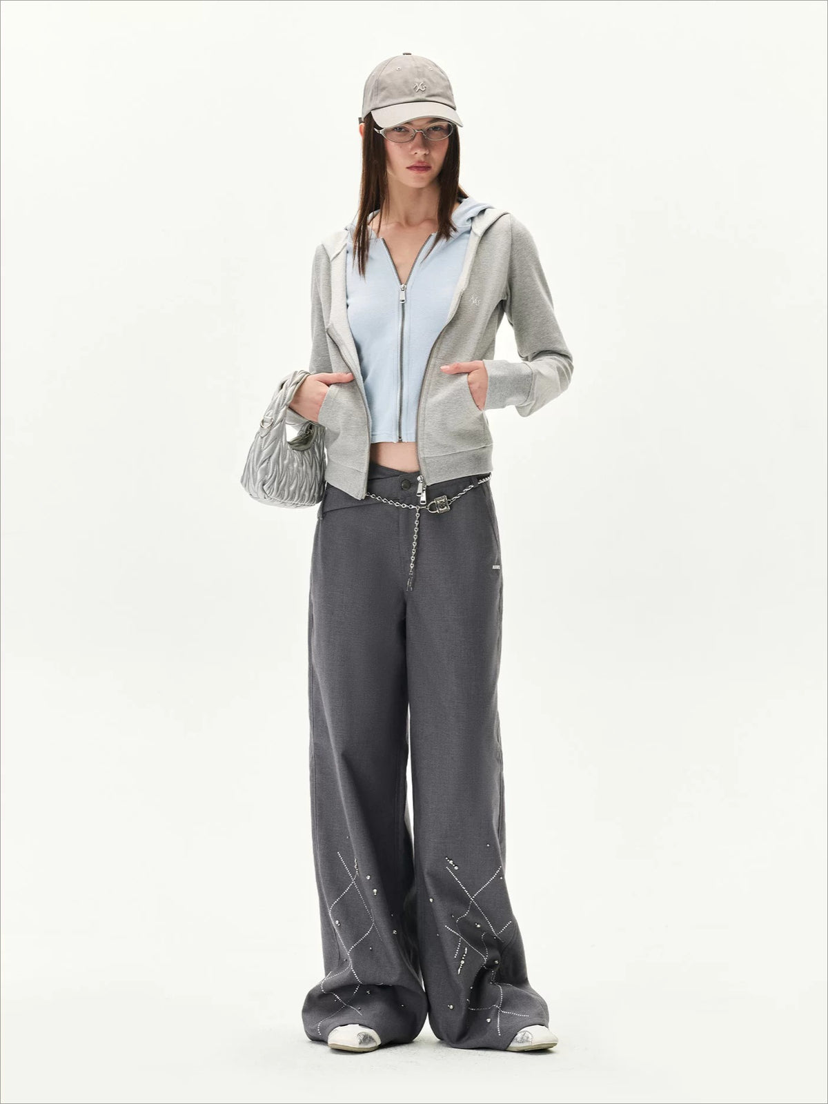 Contrast Double-Placket Hoodie
