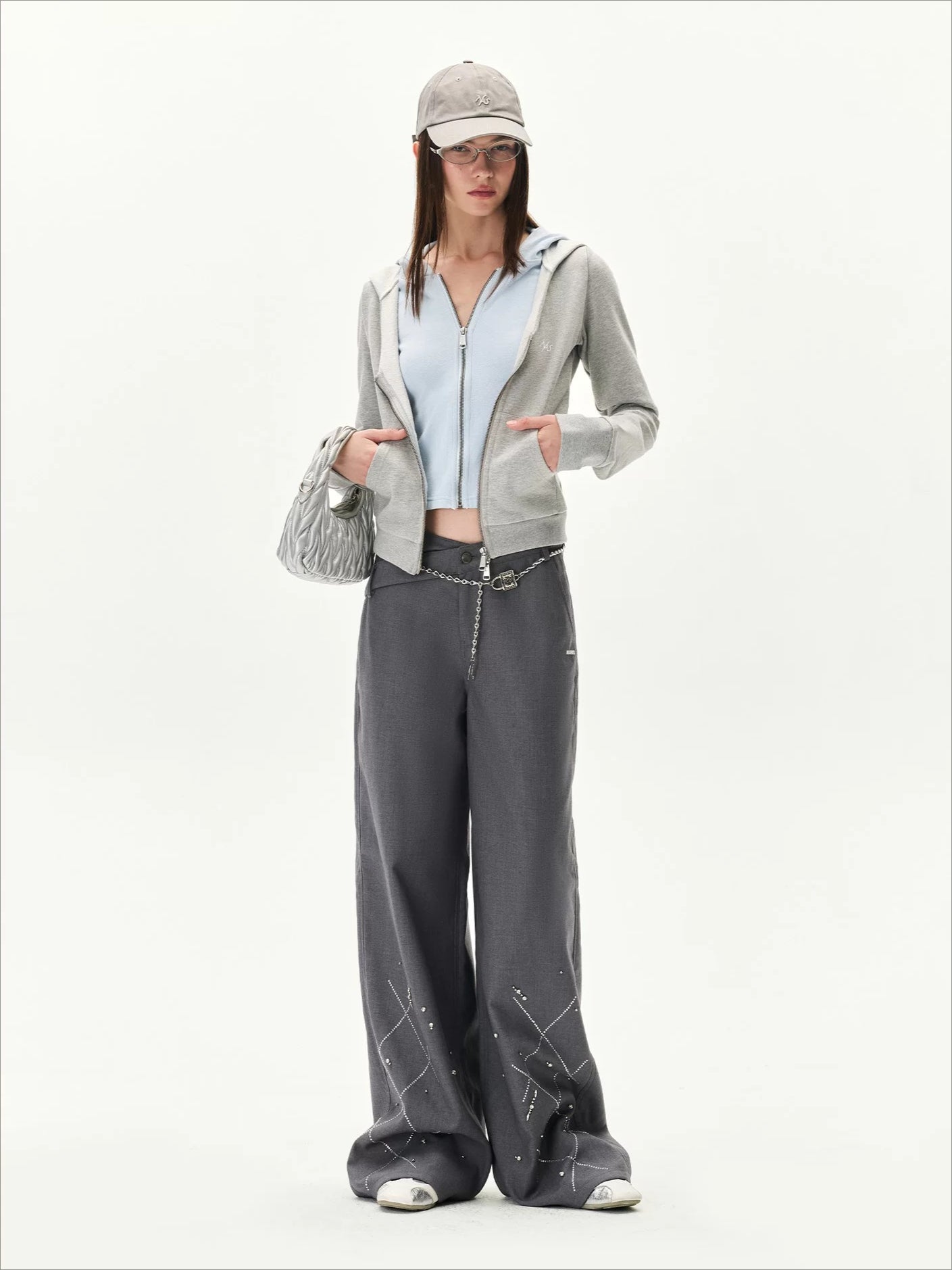 Contrast Double-Placket Hoodie