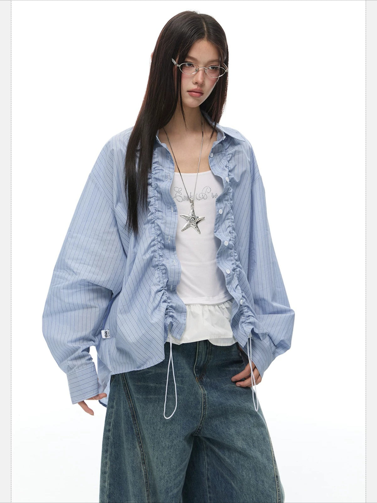 Stripe Drawstring Shirt