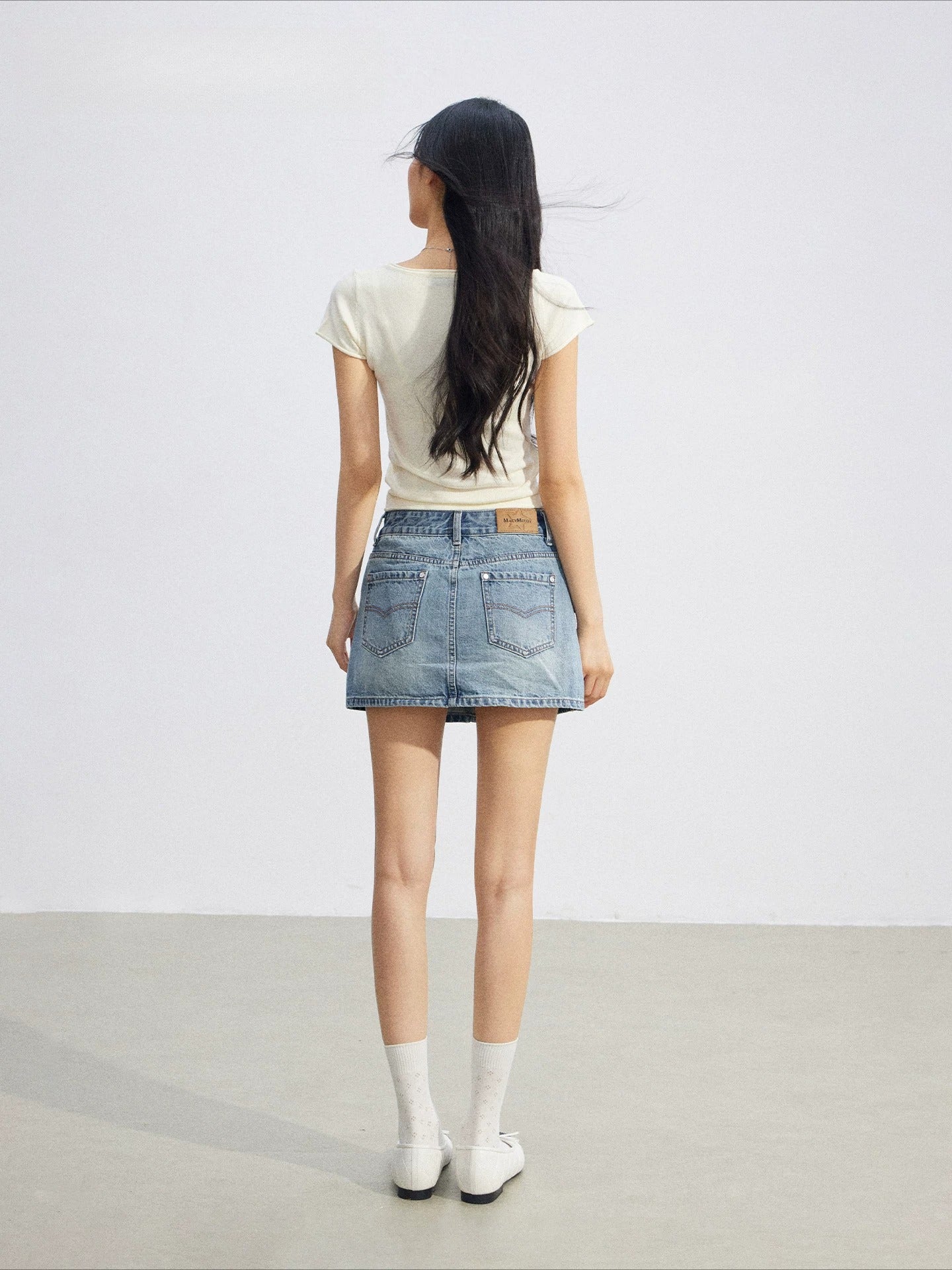 Blue Denim A-line Skort