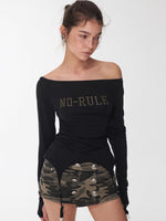 Garter Rhinestone Ruched Knit Top