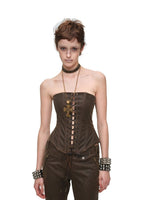 Washed Leather Corset Top