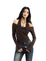 Off-Shoulder Wool Knit Top