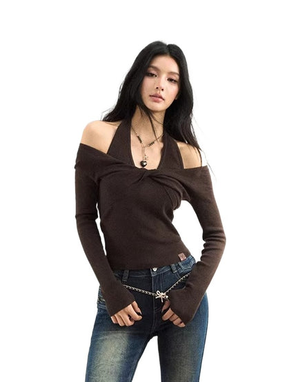 Off-Shoulder Wool Knit Top