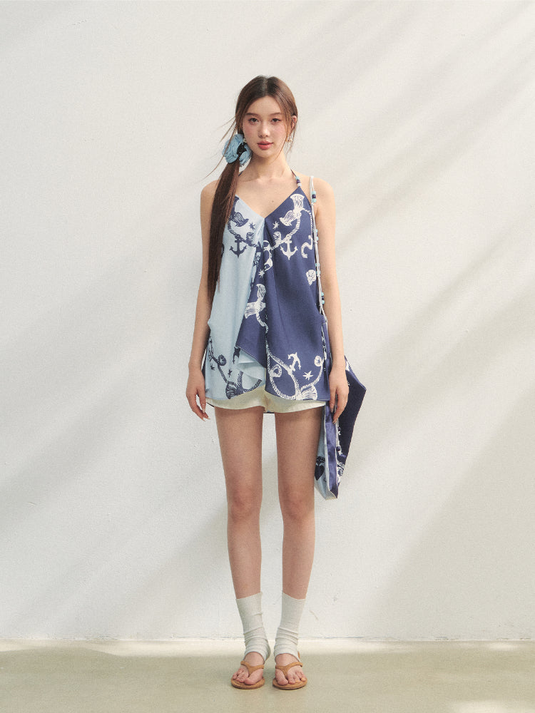 V-Neck Contrast Bead Camisole Tank Top