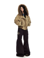 Vintage Hooded Fur Collar Down