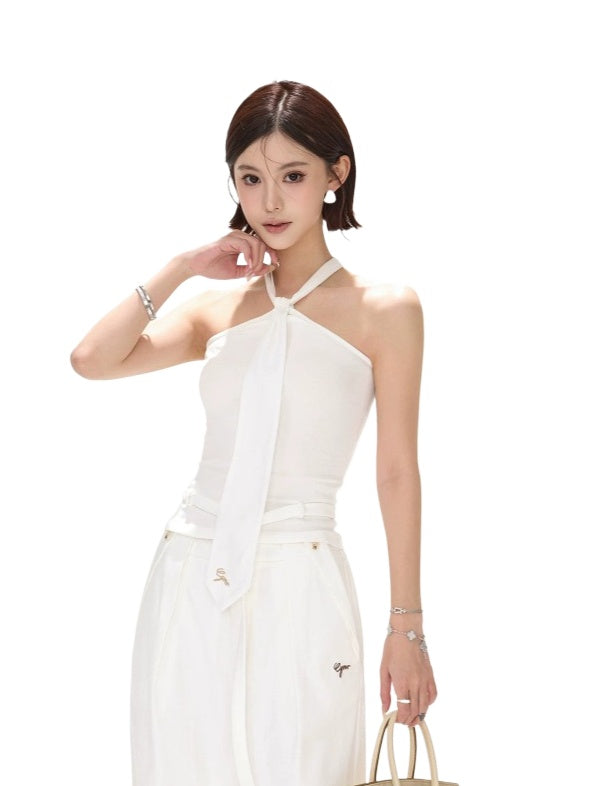 Halter Tie Knit Top