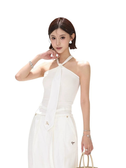 Halter Tie Knit Top