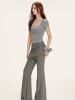 Lace Backless U Neck Tee