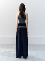 Navy Blue Halter Top & Pants Set