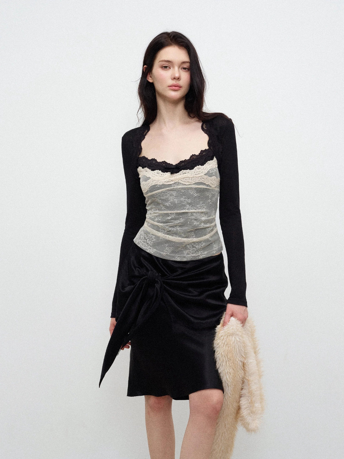 Lace Color Block Long Sleeve