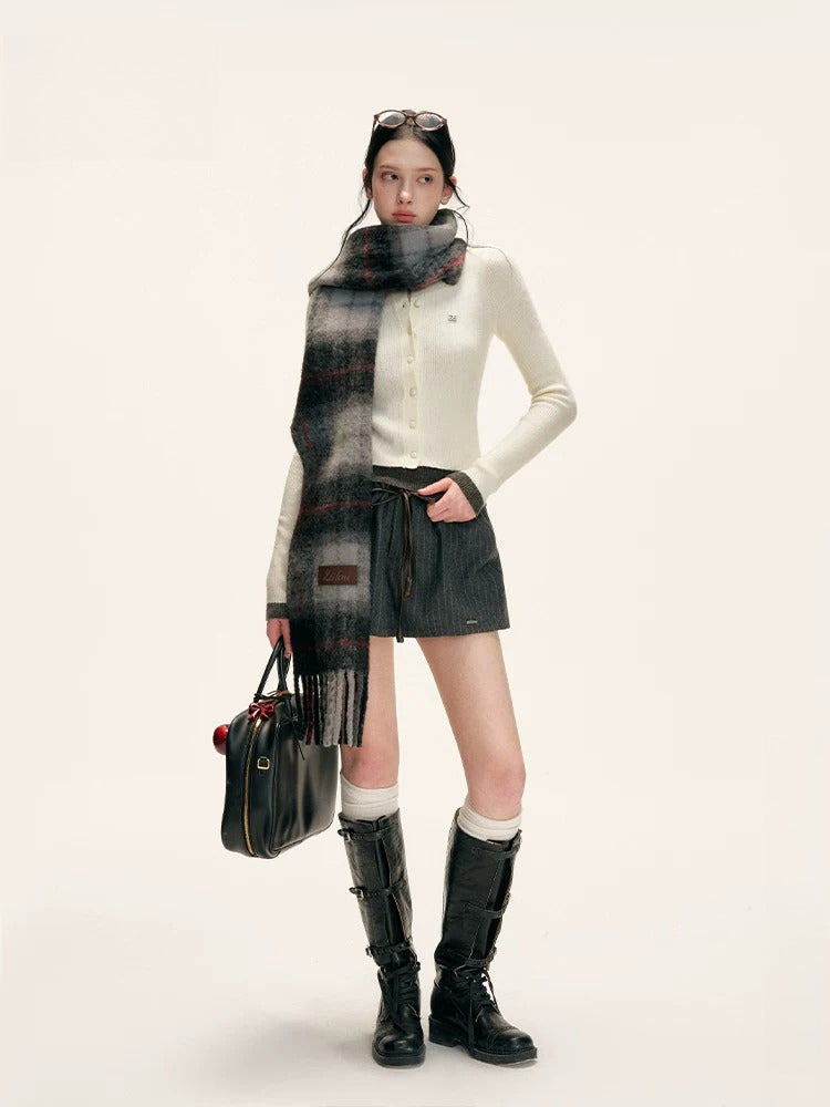 Contrast Knit Mock-Layer  Top