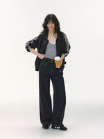 Ribbon Lapel PU Leather Jacket