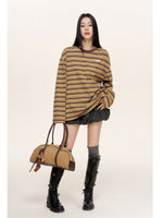 Retro Striped Relaxed Cotton T-Shirt