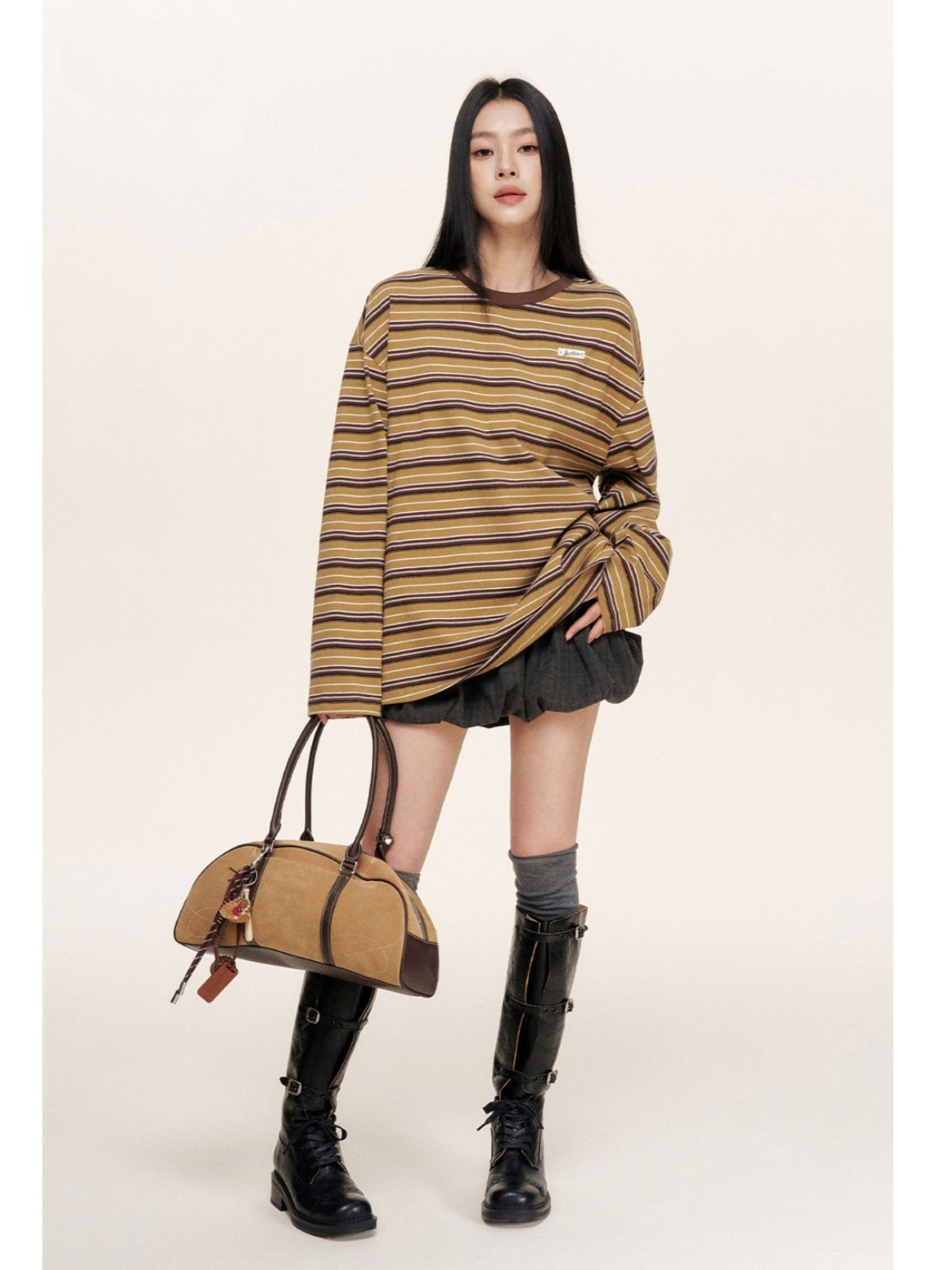 Retro Striped Relaxed Cotton T-Shirt