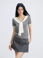 Layered Cape Knit Top