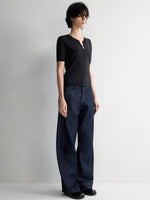 3D Wide-Leg Denim Pants