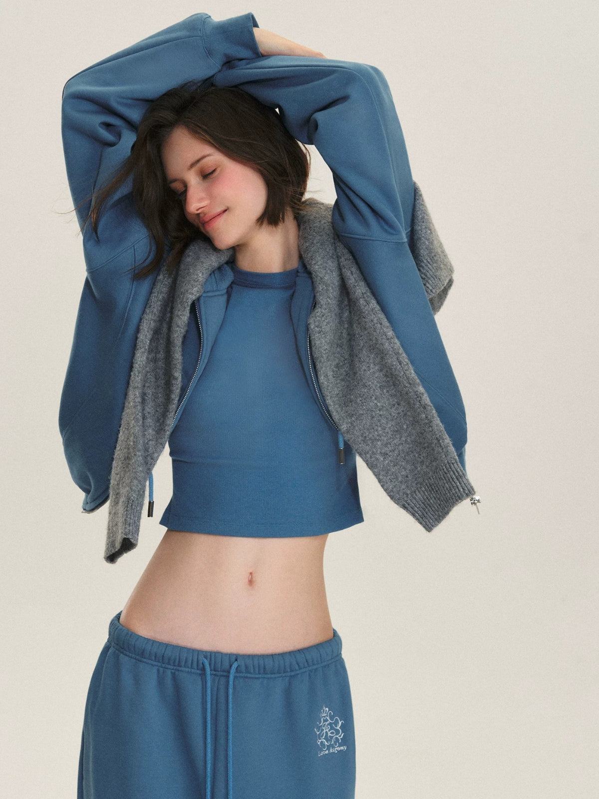 Ribbed Cotton Blend Cropped T-Shirt